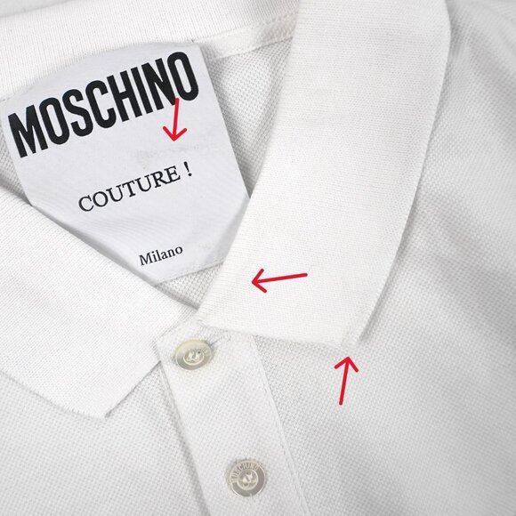 Moschino Logo Polo Shirt In White And Gold Men's Size US 40/EU 50 NWD - Picture 11 of 12